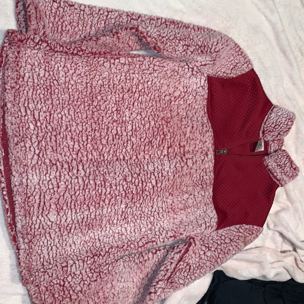 Red fluffy hoodie!